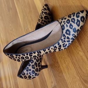 Clarks Sage Copper Leopard Heels